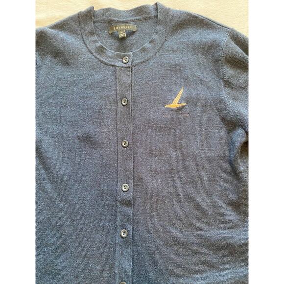 EUC! Twinhill Wool Blend Cardigan Sweater Uniform ALASKAN Crewneck M Navy Blue - Picture 3 of 9